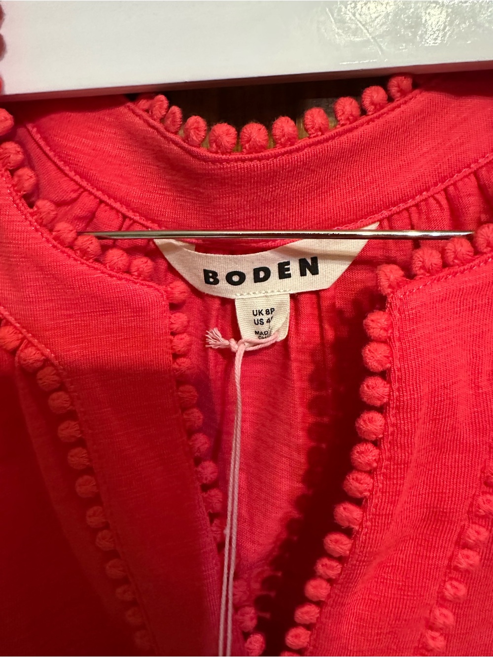 Boden Maddie Coral Trim Jersey Knit dress
